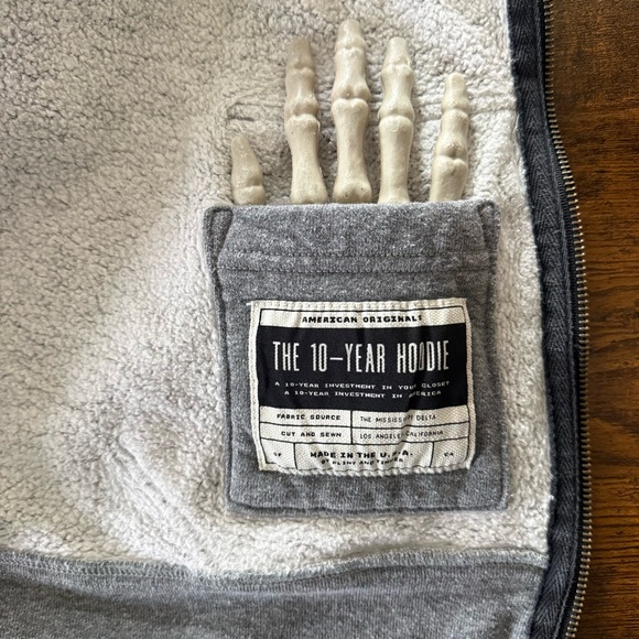 Flint and Tinder Heather Gray Sherpa Lined Full Zip Hoodie USA ~ Size Medium - Picture 7 of 9